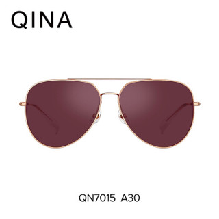 亓那QINA2019年新款太阳镜墨镜蛤蟆镜飞行员框开车司机镜女圆脸QN7015 A30