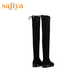 索菲娅女鞋（Safiya）过膝长靴低跟欧美风女气质长靴 黑色 35