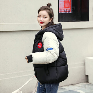sustory 女装 2019年冬季新款韩版短款连帽学生装宽松棉服 QDsu416 米白色 2XL