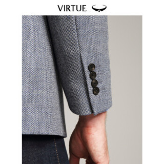 Virtue富绅羊毛桑蚕丝西服外套商务休闲两粒扣提花肌理西装外套男YBM50153512蓝色细格纹 46(170/92)S
