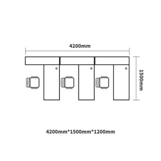 ZHONGWEI 中伟 屏风办公桌职员桌员工桌员工位工作位电脑桌卡座F型3人位含椅子4200