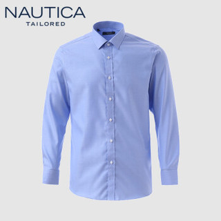 诺帝卡 NAUTICA 2019秋冬新品长袖衬衫男士斜纹纯色上衣正装商务休闲NCS850086 蓝斜纹 39(170/88A)