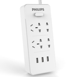 飞利浦（PHILIPS）USB插座4+3USB电插板 儿童保护门/插排/插线板/接线板/拖线板多功能防过充