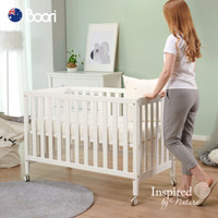 BOORI 哈伦婴儿床实木宝宝床拼接床多功能床儿童床安全环保BB床薏米白