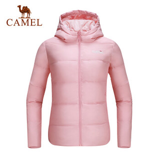 骆驼(CAMEL) 羽绒服加厚短款时尚韩版保暖连帽运动羽绒情侣男女外套 C9W1YN606 女款珊瑚粉 M