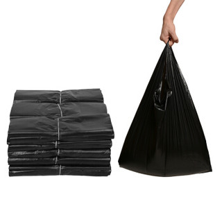 舒蔻（Supercloud）酒店物业环保户外手提式黑色加厚大号垃圾袋黑色塑料袋65*94cm40个