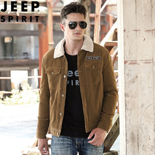 吉普 JEEP 外套男2019秋冬加绒新款夹克男士外套大码棉衣服时尚休闲男装 XY0026 咖啡 XL