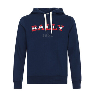 BALLY 巴利 男士海军蓝LOGO图案棉质连帽卫衣运动衫 M5CA463F 7S255 710 6227272 M码