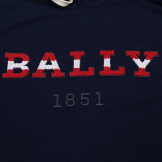 BALLY 巴利 男士海军蓝LOGO图案棉质连帽卫衣运动衫 M5CA463F 7S255 710 6227272 M码