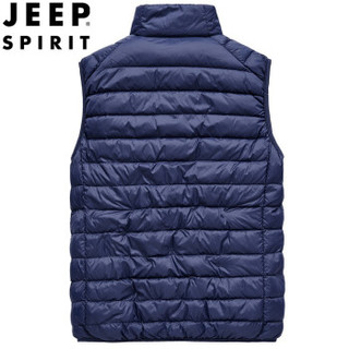 吉普 JEEP 羽绒马甲男2019春秋新品男士立领轻薄羽绒马夹男外套 XY0071 黑色 M