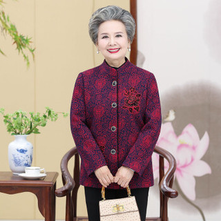 俞兆林 2019秋季新款奶奶装外套60-70中老年人女妈妈衣服老太太唐装YTWT197510红色2XL