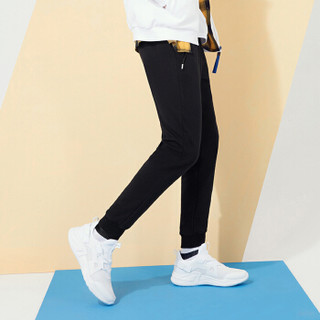 乔丹 男装运动长裤针织裤收口纯色运动跑步裤卫裤男 XKL3391337B 黑色(加绒款) XL/180