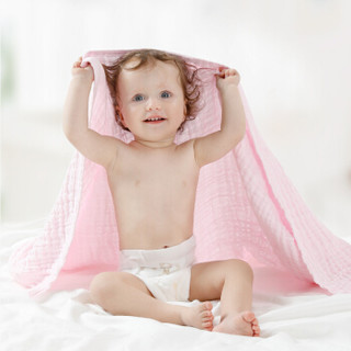 全棉时代 水洗纱布浴巾手帕组合  1条浴巾(蓝色95*95cm)+6条手帕(蓝粉白色25*25cm)
