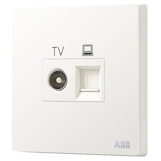 ABB开关插座面板 二位电视6类电脑插座 86型两位有线TV网线六类宽带插座 轩致系列 白色 AF334