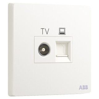ABB开关插座面板 二位电视6类电脑插座 86型两位有线TV网线六类宽带插座 轩致系列 白色 AF334