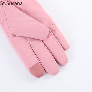 圣苏萨娜手套女冬保暖加绒防雨防风女士手套韩版时尚户外骑行触屏手套SSN898 粉色