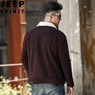 吉普 JEEP 外套男2019秋冬加绒新款夹克男士外套大码棉衣服时尚休闲男装 XY0026 酒红 M