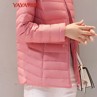 鸭鸭（YAYA）羽绒服女时尚修身外套立领轻薄短款女装 B-57206 浅藕红 165