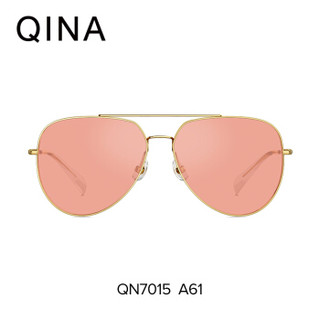 亓那QINA2019年新款太阳镜墨镜蛤蟆镜飞行员框开车司机镜女圆脸QN7015 A61