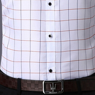 卡帝乐鳄鱼（CARTELO）短袖衬衫 2019夏季新款男士时尚简约格子短袖衬衣B262-D80白色XL