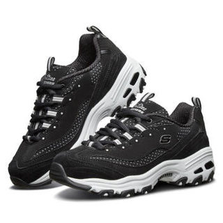 斯凯奇（Skechers）熊猫款D'LITES时尚运动复古休闲女鞋 13142 黑色/白色/BKW 36.5