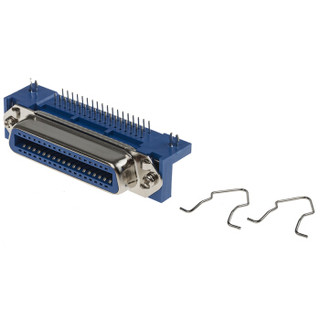 RS Pro欧时 Centronics 系列 36路 直角 2.16mm节距 通孔 印刷电路板插座, 焊接端接