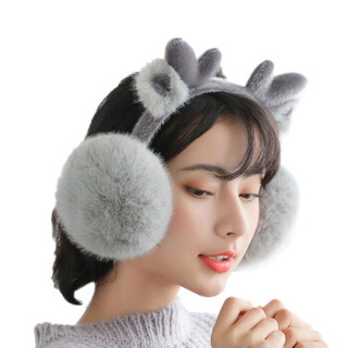 艾可娃 IKEWA ERZ003保暖耳罩女冬季可爱耳包卡通鹿精灵圣诞护耳折叠防寒耳罩 鹿灰色