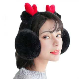 艾可娃 IKEWA ERZ003保暖耳罩女冬季可爱耳包卡通鹿精灵圣诞护耳折叠防寒耳罩 鹿黑色