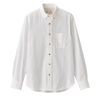 MUJI 无印良品 M9AC526 男士新疆棉法兰绒衬衫 白色 S