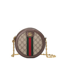 GUCCI 古驰 OPHIDIA系列 女士单肩小圆包 550618 96I3B 8745 米色/乌木色