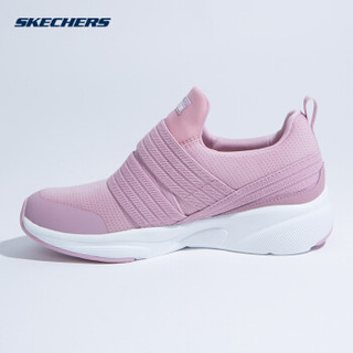 Skechers/斯凯奇女鞋新款舒适搭带运动轻便懒人休闲鞋66666167 黑色/白色/BLK 37