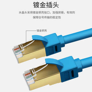 JH 晶华 七类万兆网线 双屏蔽 蓝色 15米