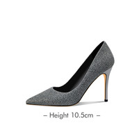 Luiza Barcelos 2019春季新品 女士羊皮垫细跟高跟鞋/女婚鞋 多规格可选 36 闪灰（跟高10.5cm）