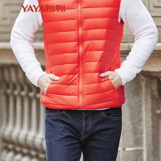 鸭鸭（YAYA）新款男士修身立领羽绒马甲商务休闲短款男士外套 D-57015 桔红 175