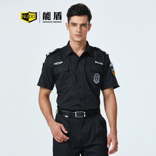 能盾夏季保安服套装工作服男衬衫上衣裤子物业制服制作BCY-X02黑色上衣+配件3XL/185