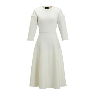 设计师品牌 m essential 优雅针织立裁收腰连衣裙 白色 38