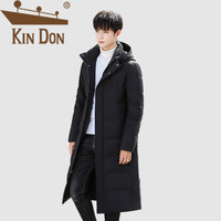 金盾（KIN DON）羽绒服 男2019冬季新款休闲百搭韩版潮流连帽纯色长款加厚保暖外套 QT708-579 黑色 180