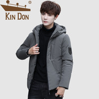 金盾（KIN DON）羽绒服 男2019冬季新款休闲百搭韩版潮流连帽短款加厚保暖外套 A037-YZ005 灰色 3XL