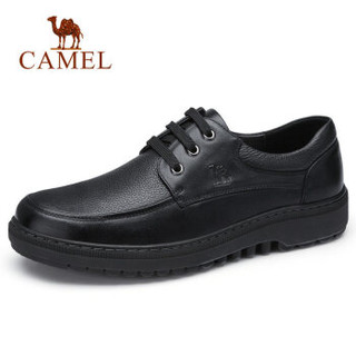 骆驼（CAMEL） 英伦风格防滑系带商务休闲男士皮鞋 A832266720 黑色 38