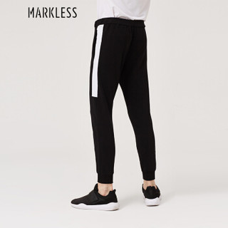 MARKLESS 卫裤男运动裤纯色小脚修身休闲长裤青年CLA8822M黑色165/S（2.28尺）