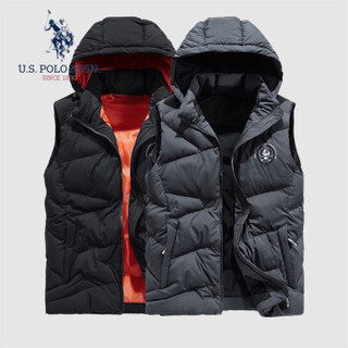 U.S. POLO ASSN. 马甲男 2019秋季新品男士韩版坎肩背心立领可卸连帽马夹外套男装上衣 6194116113 灰色 6XL