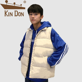 金盾（KIN DON）马甲 男2019冬季新款休闲百搭韩版潮流纯色立领保暖情侣同款外套 A076-1-M8801 米黄色 女2XL