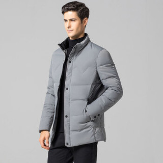 南极人2019冬季新款轻薄款羽绒服男短款青年修身保暖潮羽绒外套 JP865055 浅灰色 175/92A