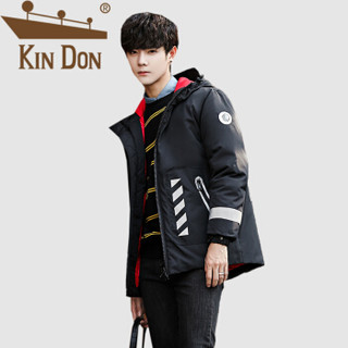 金盾（KIN DON）羽绒服 男2019冬季新款休闲百搭韩版潮流连帽加厚保暖外套 XZ104-Y998 黑色 M