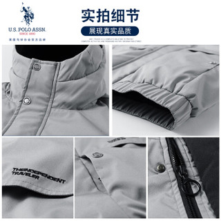 U.S. POLO ASSN.羽绒服男2019秋冬新品中款男装羽绒服男士加厚修身款韩版青年外套男 6194117010 黑色 XL