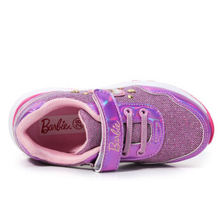 芭比 BARBIE 童鞋 儿童运动鞋 女童休闲鞋 1903 紫色 27