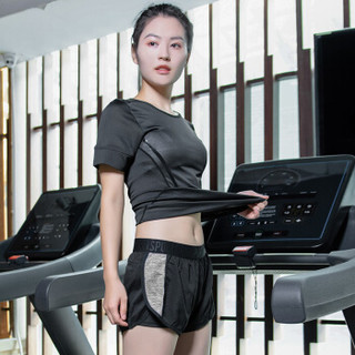 范迪慕 瑜伽服女套装女新款跑步速干衣瑜伽运动休闲套装健身服 21042-黑色-短袖三件套-M