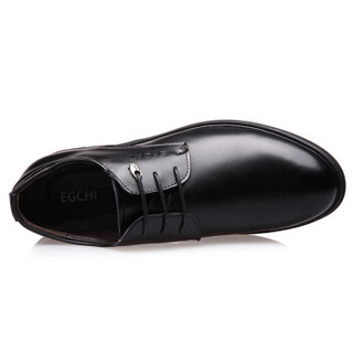 宜驰 EGCHI 商务正装皮鞋子男士休闲上班舒适耐磨防滑 K5222 黑色 40