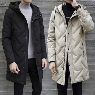 北极绒（Bejirong）羽绒服男 2019新款中长款男士连帽青年冬季加厚外套男 A102-DS275 黑色 XL