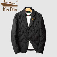 金盾（KIN DON）羽绒服 男2019冬季新款休闲百搭韩版潮流翻领加厚保暖领口刺绣外套 D220-9005 黑色 3XL